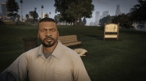 Franklin continues to enjoy golf, and doesn't want you to look at what's in the background of his picture.